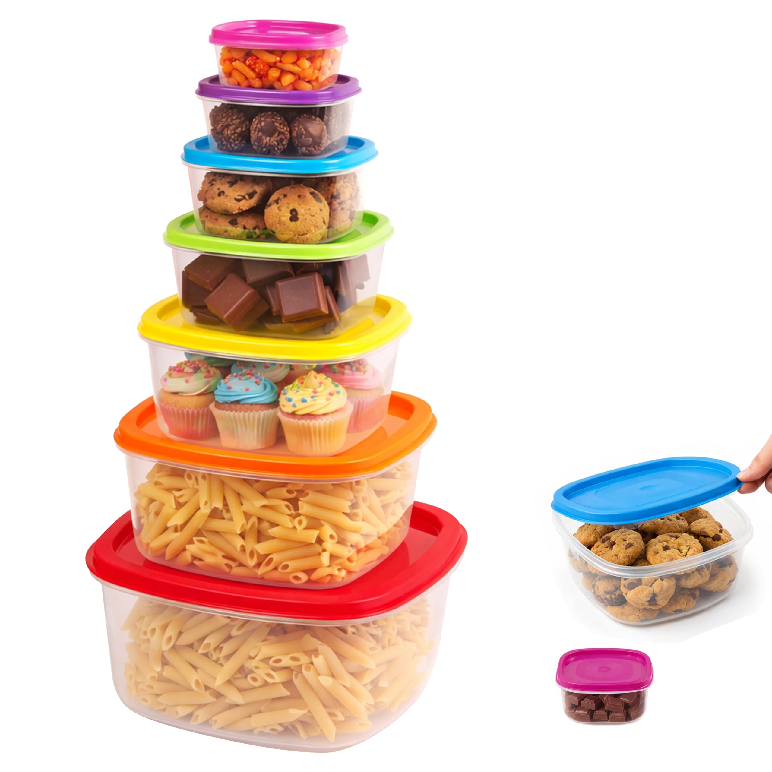 ARSUK Food Containers Storage Lunch Boxes for Cereal Pasta Reusable Stackable - BPA Free Microwave Freezer Dishwasher Safe