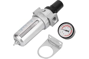 TISSTING 1/2" NPT Air Filter Regulator 0-150Psi with Pressure Gauge, Compressed Air Compressor Water Oil Separator for Pneumatic Tools (Silver)