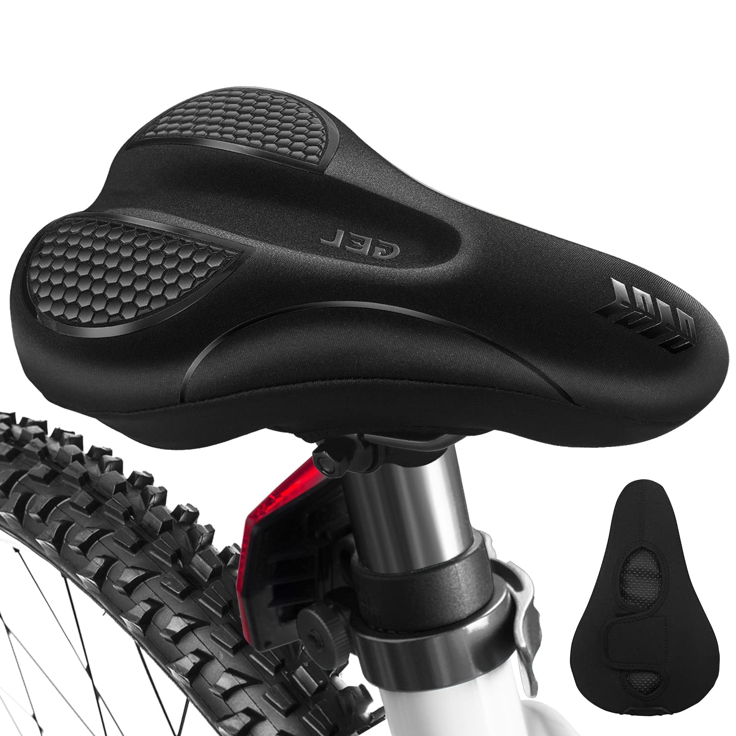 Gel Bike Seat Cover Padded for Women&Men, MSDADA Soft Exercise Bike Seat Cushion, Non-Slip Waterproof Gel Bicycle Seat Cover for Bike, Velcro Bike Saddle Cushion for Outdoor Indoor Cycling(Black)