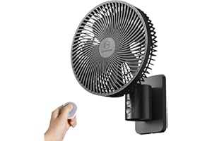 SHINEBELLA 8.5-Inch Quiet Wall-Mounted Oscillation Fan with Remote & Timer, 4-Speed Adjustable for Small Bathrooms, Indoor Bedroom Cooling for RV, Adjustable Tilt, 5.92 ft Cord, Garage Cooling Fan for Home