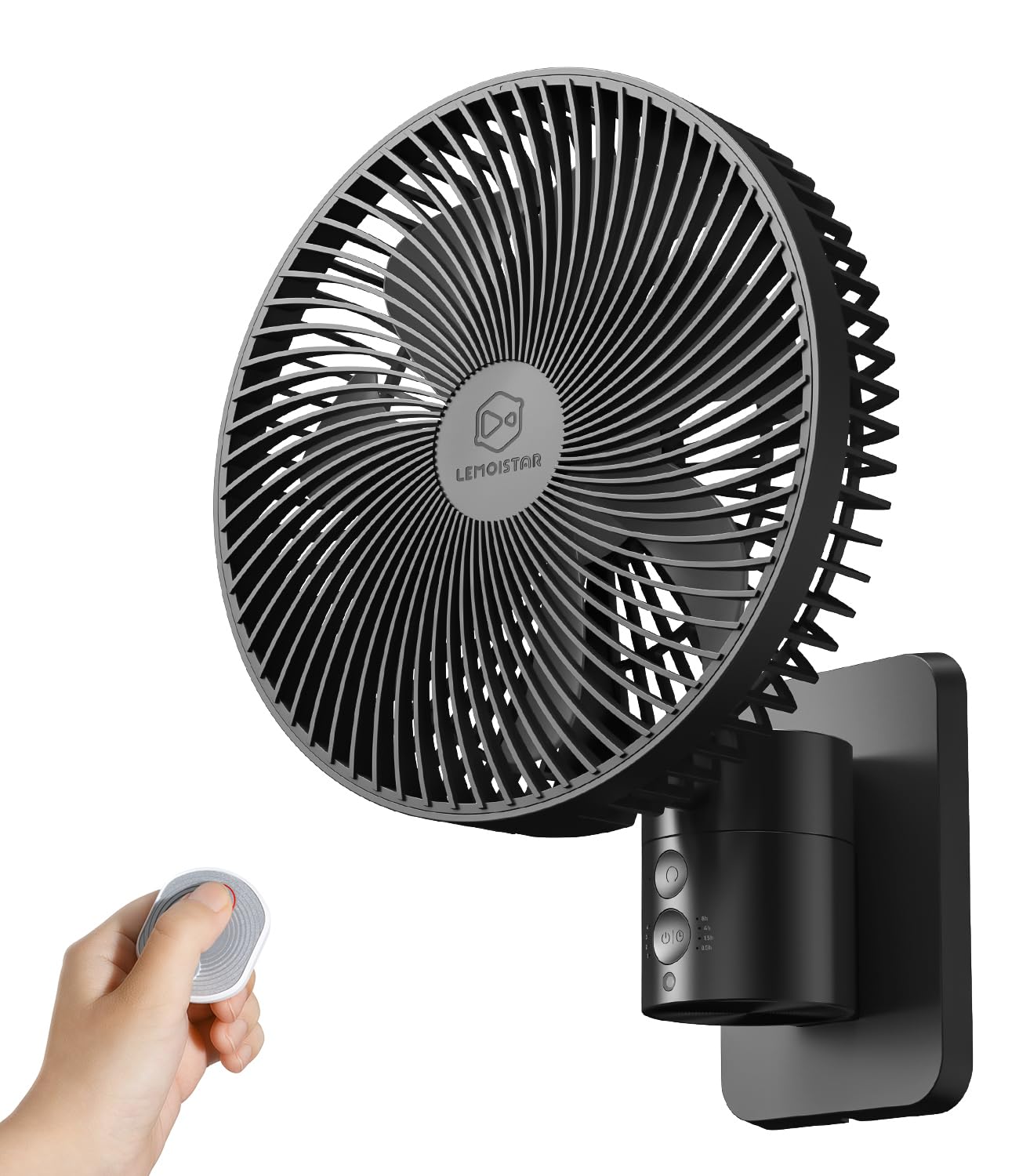 Photo 1 of 8.5-Inch Quiet Wall-Mounted Oscillation Fan with Remote & Timer, 4-Speed Adjustable for Small Bathrooms, Indoor Bedroom Cooling for RV, Adjustable Tilt, 5.92 ft Cord, Garage Cooling Fan for Home