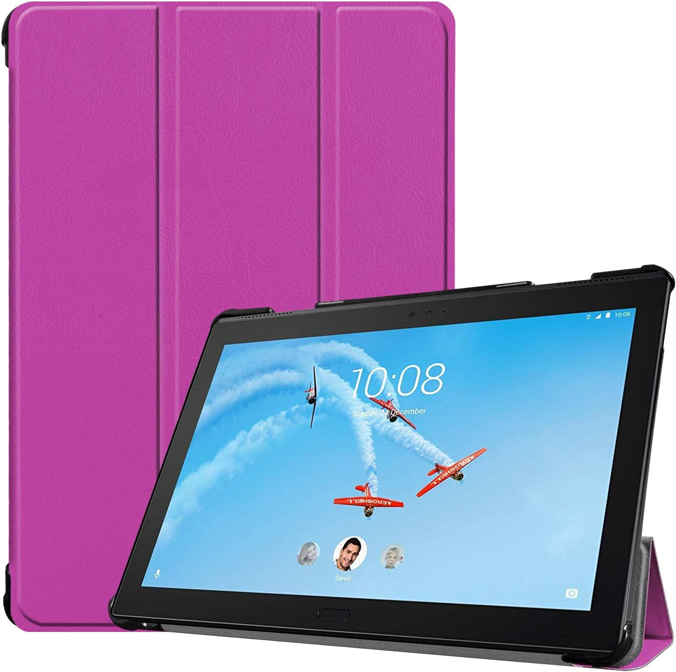 EC-Touch Case Compatible with Lenovo Tab P10 TB-X705, Lightweight Smart Folding Stand Shockproof Scratchproof Protective Case for Lenovo Tab P10 TB-X705 10.1 inch (Purple)