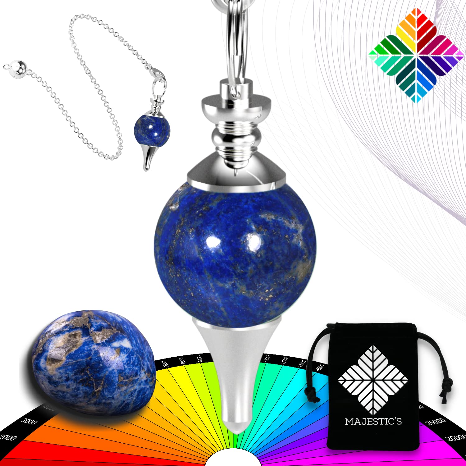 Lapis Lazuli Crystal Dowsing Pendulum - Radiesthesia Divination Pendant - Natural Stone - 14g