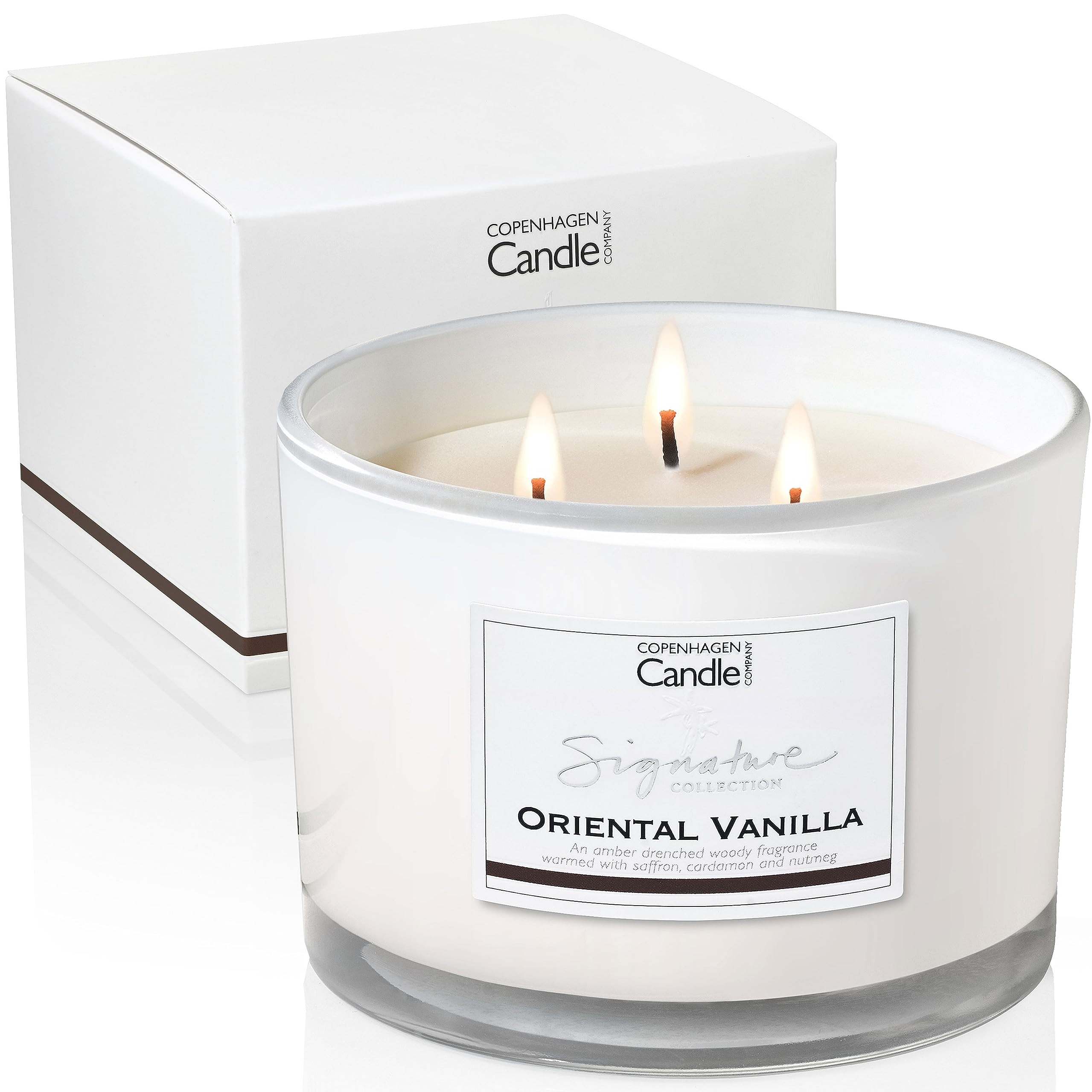 Luxury Scented Candles Gifts for Women | Natural Wax Blend | 35 Hours Burn time | Hotel Collection | The Copenhagen Company - Oriental Vanilla (12oz)
