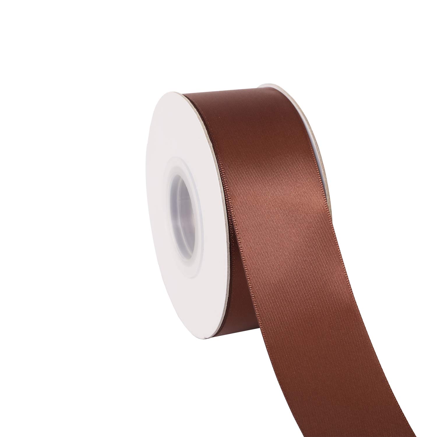 Ribbonitlux 38mm Wide Double Face Satin Ribbon 22 Meters (850-Brown, Set for Gift Wrapping, Party Decor, Sewing Applications, Wedding and Craft