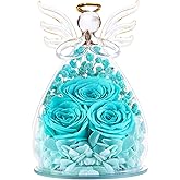 Beferr Valentines Day Rose Gifts for Her Women Mom Gifts for Birthday, Fresh Flowers for Delivery Forever Preserved Rose in Glass Angel Figurine, for Grandma Wife Daughter Girlfriend