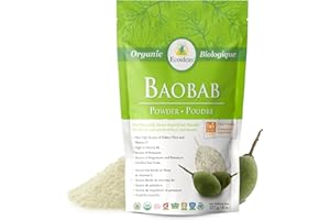 Ecoideas Organic Baobab Powder – 100% Organic, Rich in Nutrients, Ideal for Smoothies, Juices, Yogurt, and Recipes, 8 oz (227