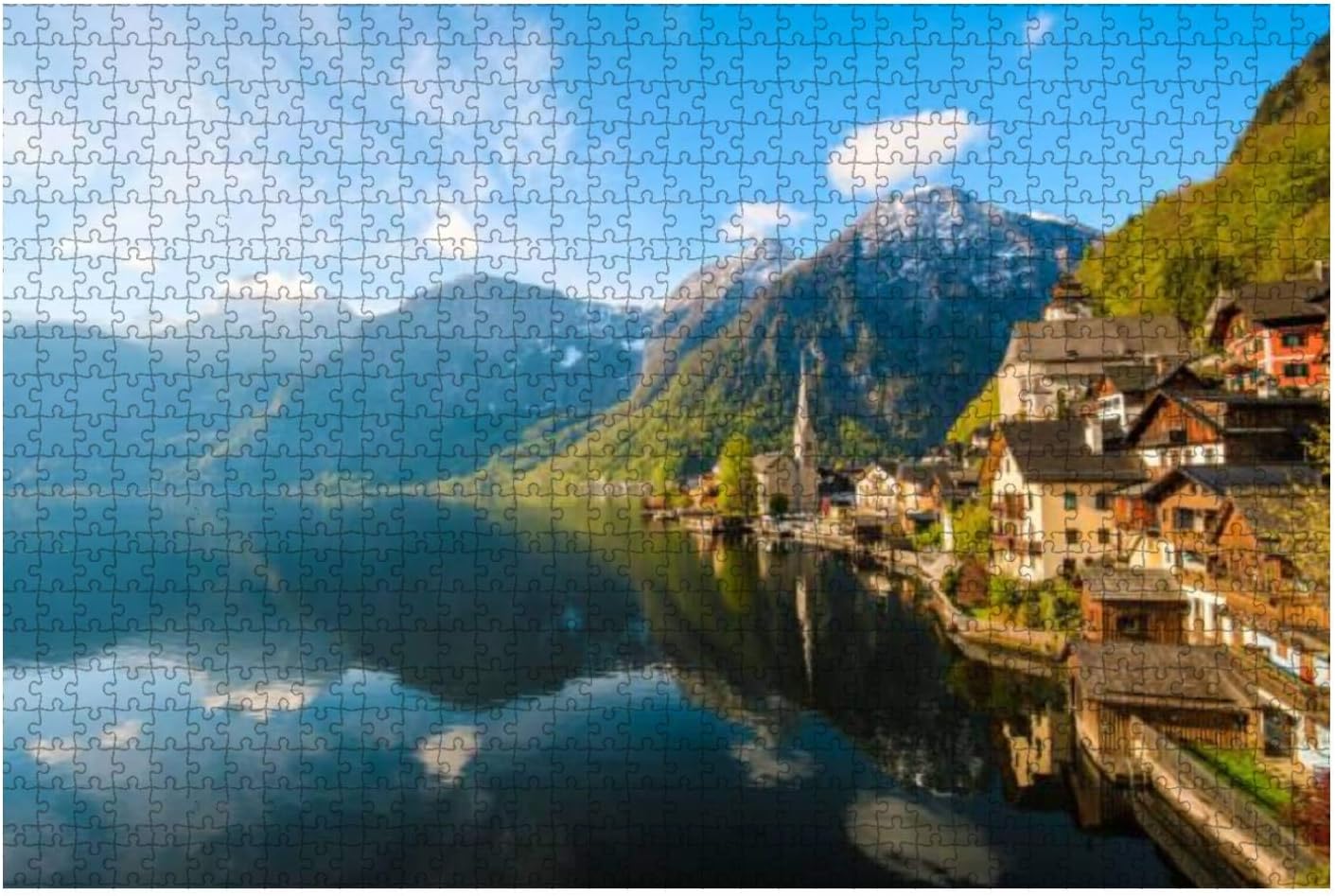 hallstatt Village and hallstatter See Lake in Austria Water City 1000 Piece Wooden Jigsaw Puzzle DIY Children Educational Puzzles Adult Decompression Gift Creative Games Toys Puzzles Home Decor