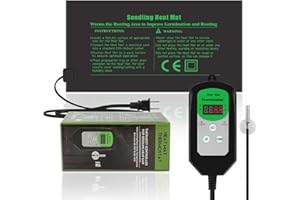 HYDGOOHO Seedling Heat Mat with Thermostat 40-108 Degrees Fahrenheit Warming Pad, Warm Hydroponic Heating Pad with Controller for Germination, 10" x 20.75" UL & MET-Certified