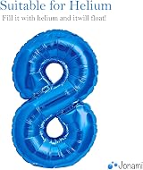 Jonami Balloon 8 Blue XXL 40” Foil Balloon Number Eight Birthday view 3