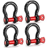 Bekith 4 Pack 5/8" D Ring Shackle 3.25 Ton (7165 Lbs) Capacity with 3/4" Pin Heavy Duty Shackles for Tow Strap, Winch, Off-Road Truck Vehicle Recovery