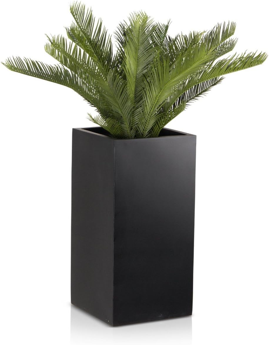 Pflanzkübel TORRE 60F Fiberglas, 30x30x60 cm, schwarz matt - Blumenkübel Fiberglas Pflanzgefäß