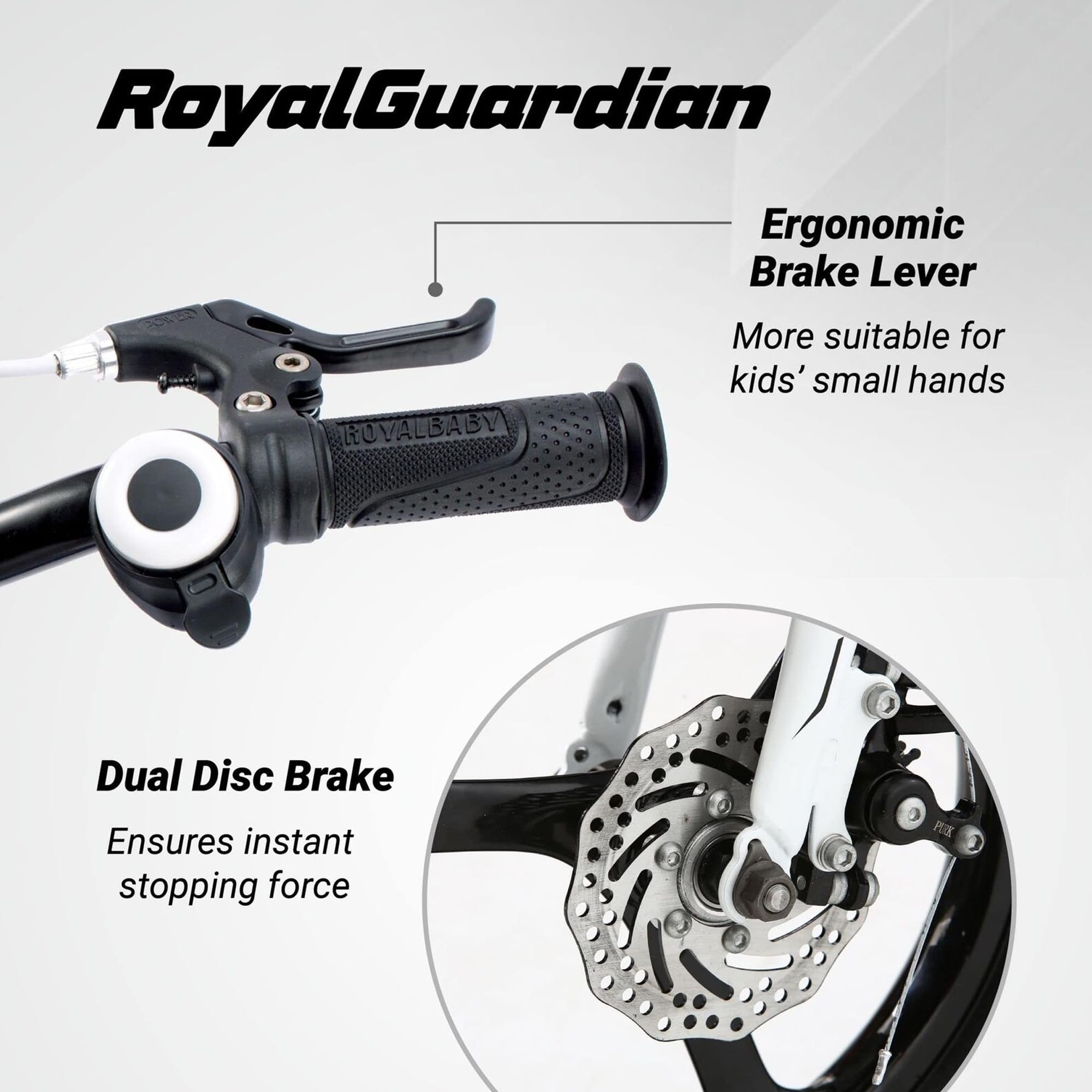 RoyalBaby Space Kids Bike 14 16 18 Inch Mg Aluminium Alloy Boys Girls Bicycle Ages 3-9 Years Disc Brakes Dual Handle Brakes Training Wheel Options