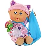 Cabbage Patch Kids 12.5" Naptime Babies - Bald/Blue Eye Girl Baby Doll (Pink Stripe Jumper Fashion)