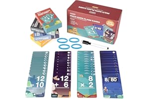 beiens Multi Math Flash Cards, 270 Addition, Subtraction, Multiplication, Division Cards, All Facts 0-12 with 1 Erase Pen 4 Rings, Math Games Set for Kids Age 6+ 3rd 4th 5th 6th Grade