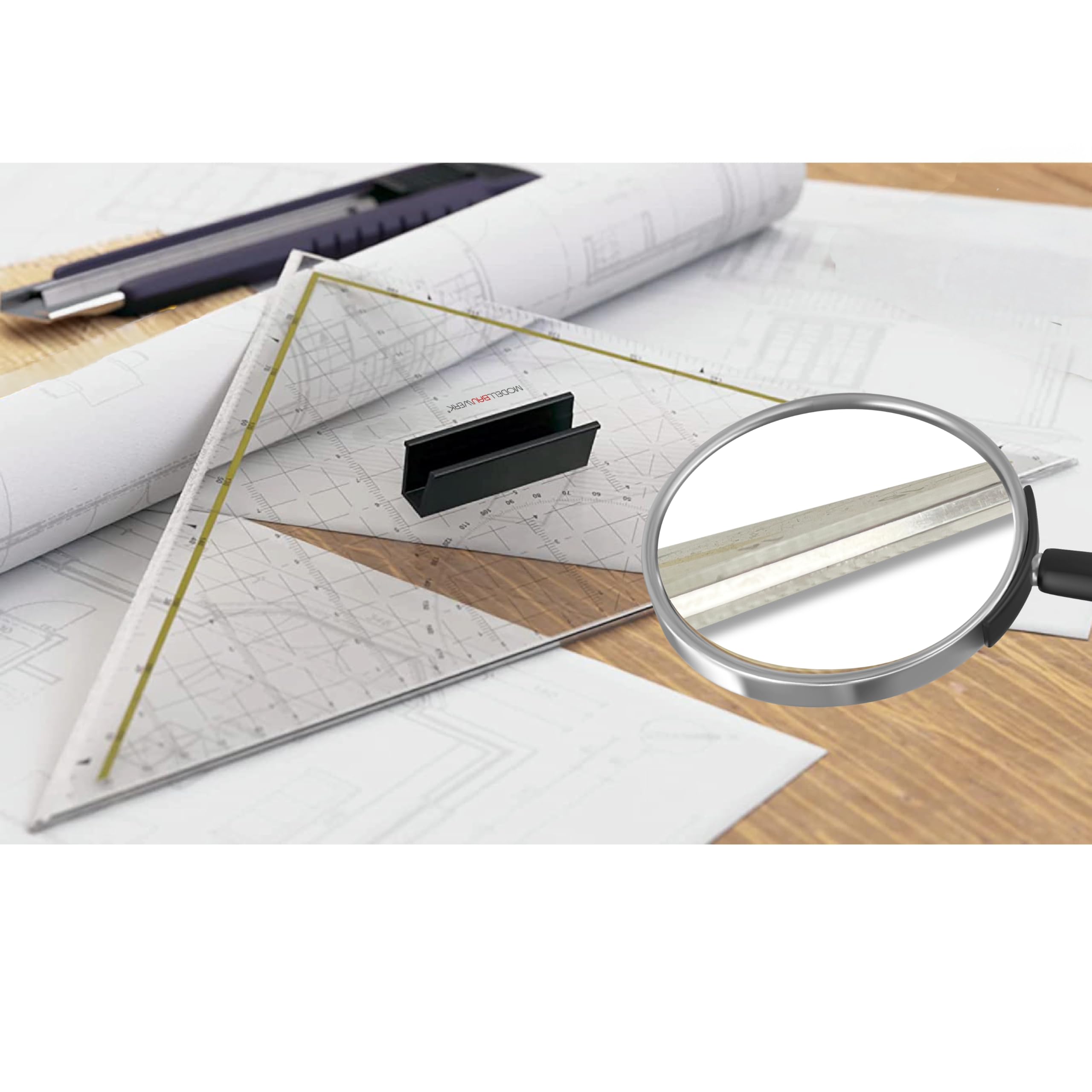 325 mm Acrylic Precision Cutting Set Square with Stainless Steel Edge – Ideal for Technical Drawing, Craft, and Model Making