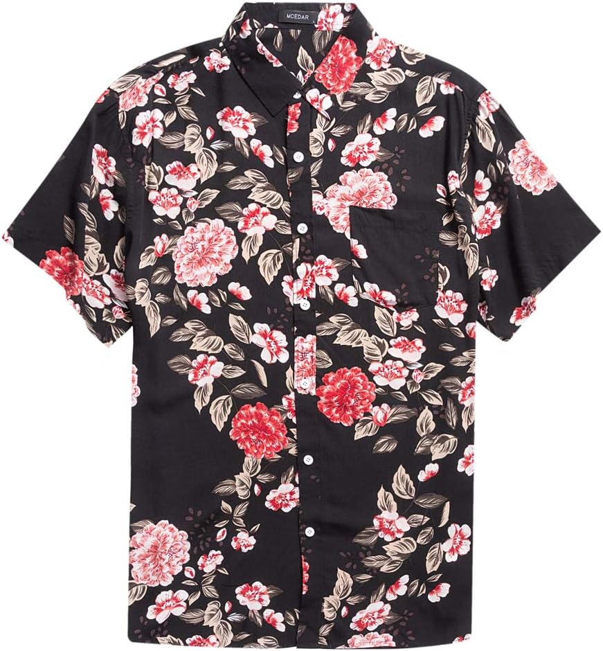 Men's Hawaiian Short Sleeve Shirt Aloha Flower Print Casual Button Down Standard Fit Beach Shirts …