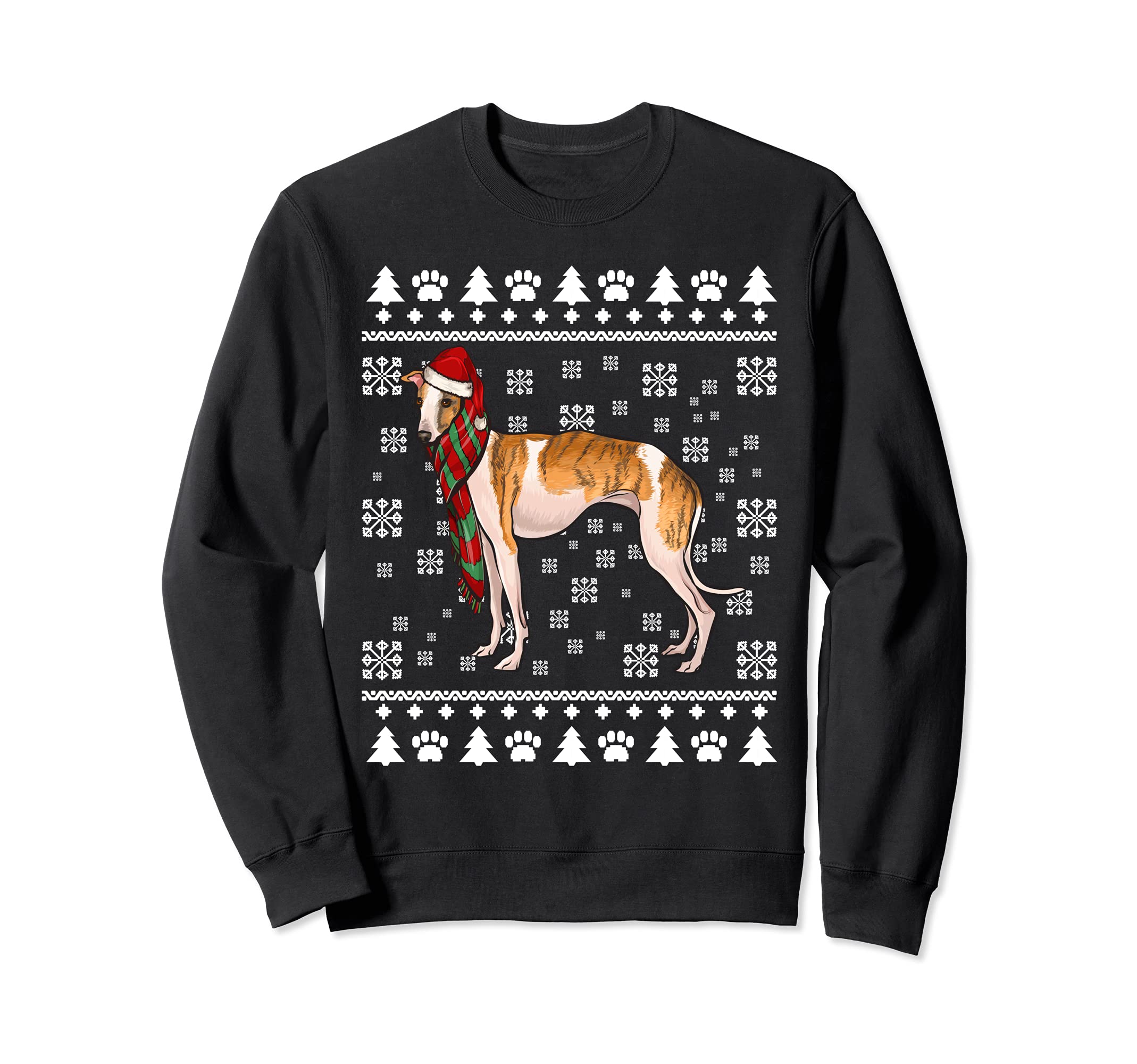 Whippet Dog Santa Hat Xmas Ugly Christmas Sweatshirt