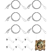 Picture Hanging Kit – Picture Rail Hooks with 6 of Each White Rail Hooks, 72 Inch Invisible Loop Cord, 6 Adjustable Hooks – Stainless Steel Picture Molding Hangers Nylon and Steel Cable
