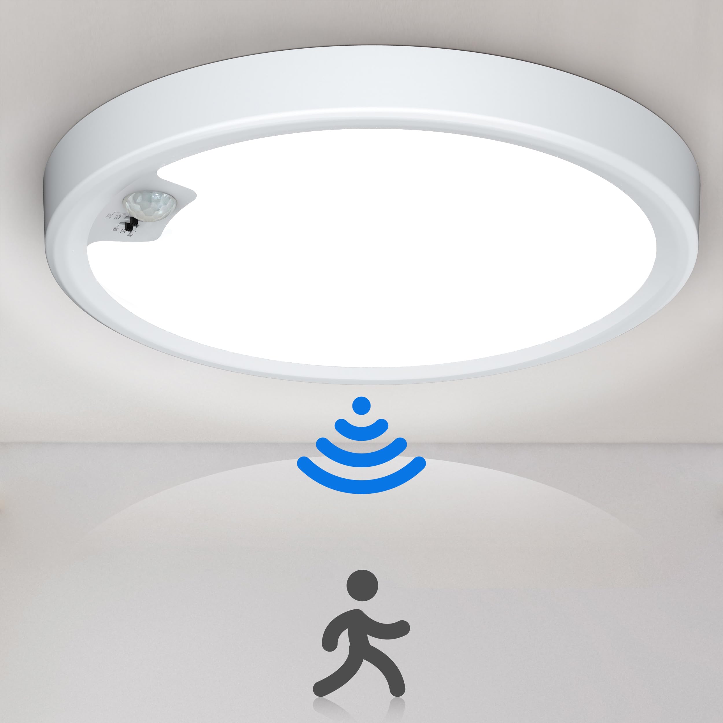 Motion Sensor Ceiling Light Wired, LED Flush Mount Ceiling Light ...