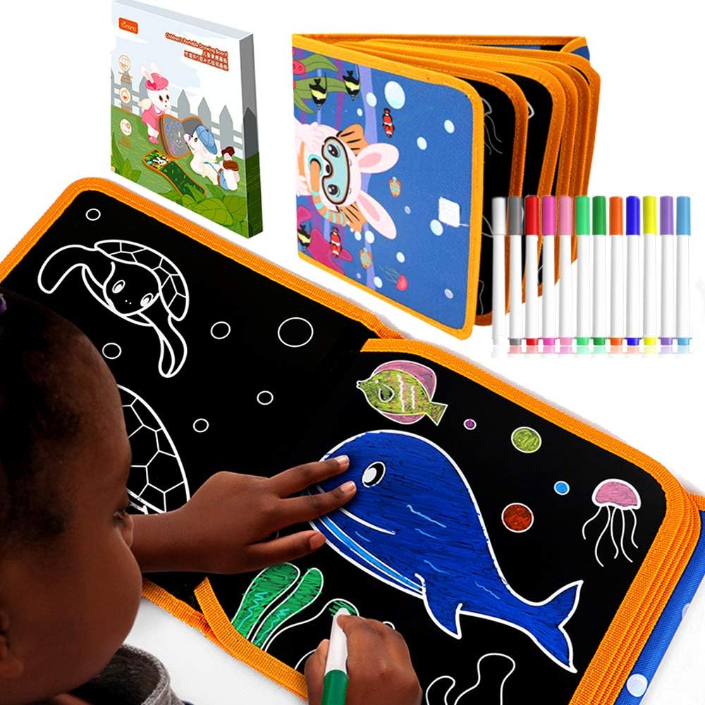 TUMAMA Portable Erasable Doodle Book (12 Colored Pens
