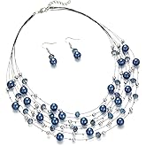 Errally Layered Pearl Beaded Necklaces for Women Multi Layered Pearl Choker Necklace Boho Jewelry for Women Gifts for Mom