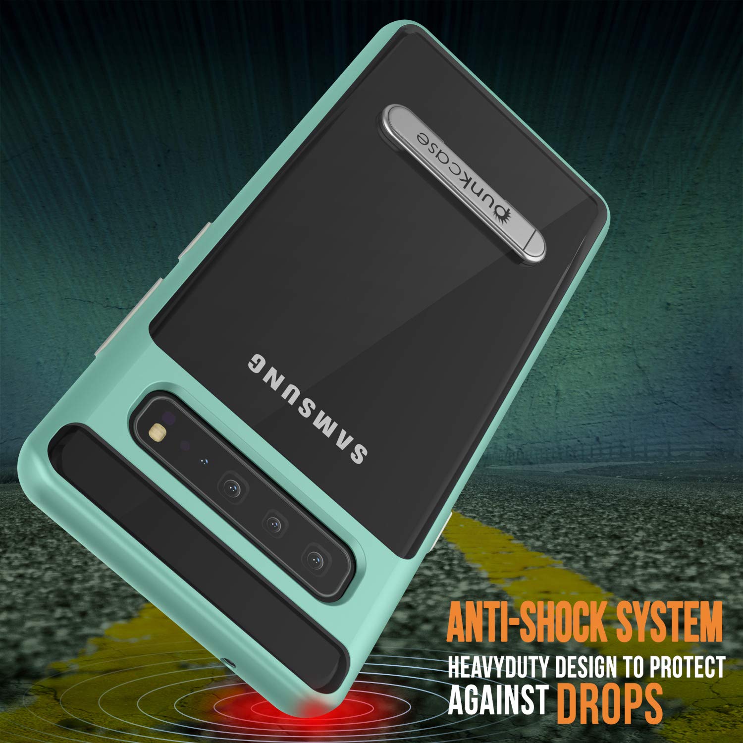 Galaxy S10 5G Case, PUNKcase [Lucid 3.0 Series] [Slim Fit] [Clear Back] Armor Cover w/Integrated Kickstand, Anti-Shock System & PUNKSHIELD Screen Protector for Samsung Galaxy S10 5G [Teal]