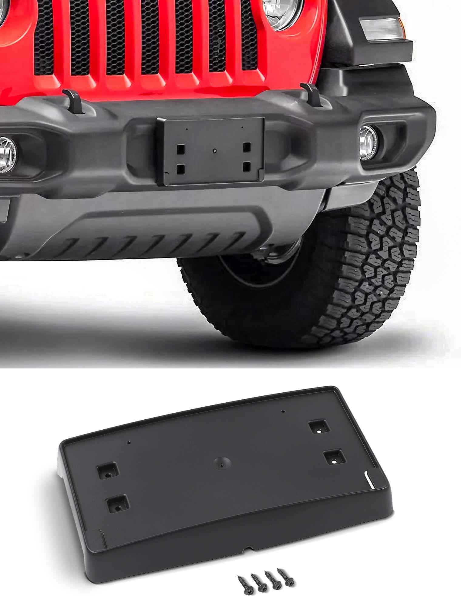 Photo 1 of Savadicar Front License Plate Frame, Durable ABS License Plate Holder Bracket Compatible with 2018-Present Jeep Wrangler JL JLU 4XE & Gladiator JT, Exterior Accessories, 1 PC, Black