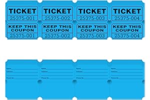 DGBDPACK 100 Raffle Tickets, 50/50 Double Ticket, Bold Numbers for Easy Reading, Ticket for Events, Entry, Class Reward & Prizes -Blue
