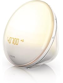 Philips Wake-Up Light Alarm Clock with Colored Sunrise Simulation and Sunset Fading Night Light, White (HF3520)
