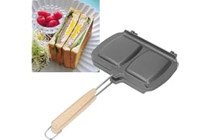 Double Sided Sandwich Baking Pan, Pie Irons for Camping, Double Pie Iron Hot Sandwichs Maker, Pie Maker with Anti Scalding Ha