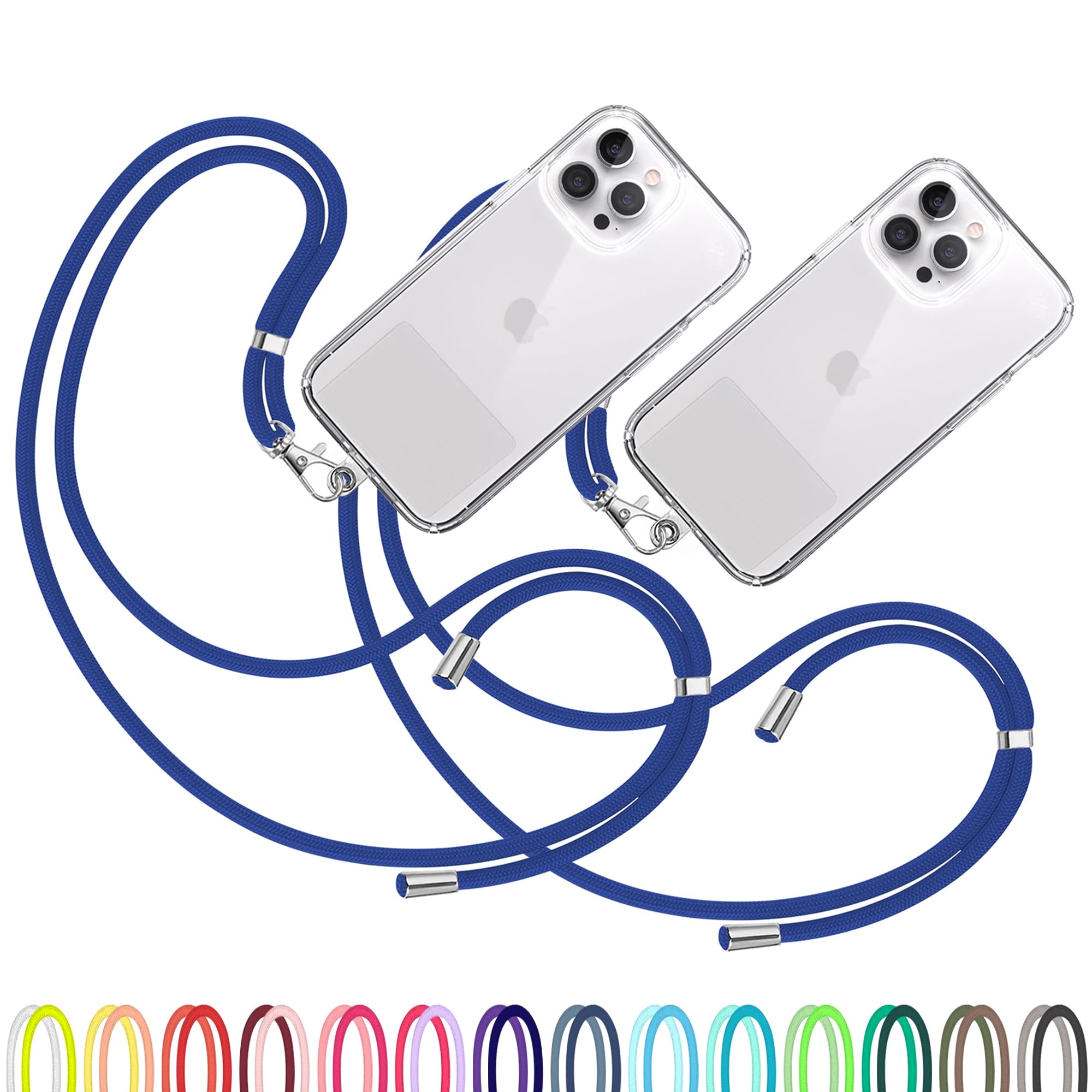 TBOC 2X Cell Phone Lanyard [Cobalt Blue] - Comfortable Universal Smartphone Lanyard - Easy to Use Neck Phone Holder [Clear Patch] - Adjustable Length Phone Strap Crossbody - Fits All Mobile Phones