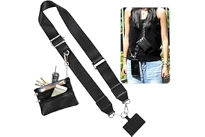 BUFVOKY Phone Strap with Zippered Pouch, Phone Strap with Wallet,Cross Body Phone String with Zipper Wallet Pouch Adjustable