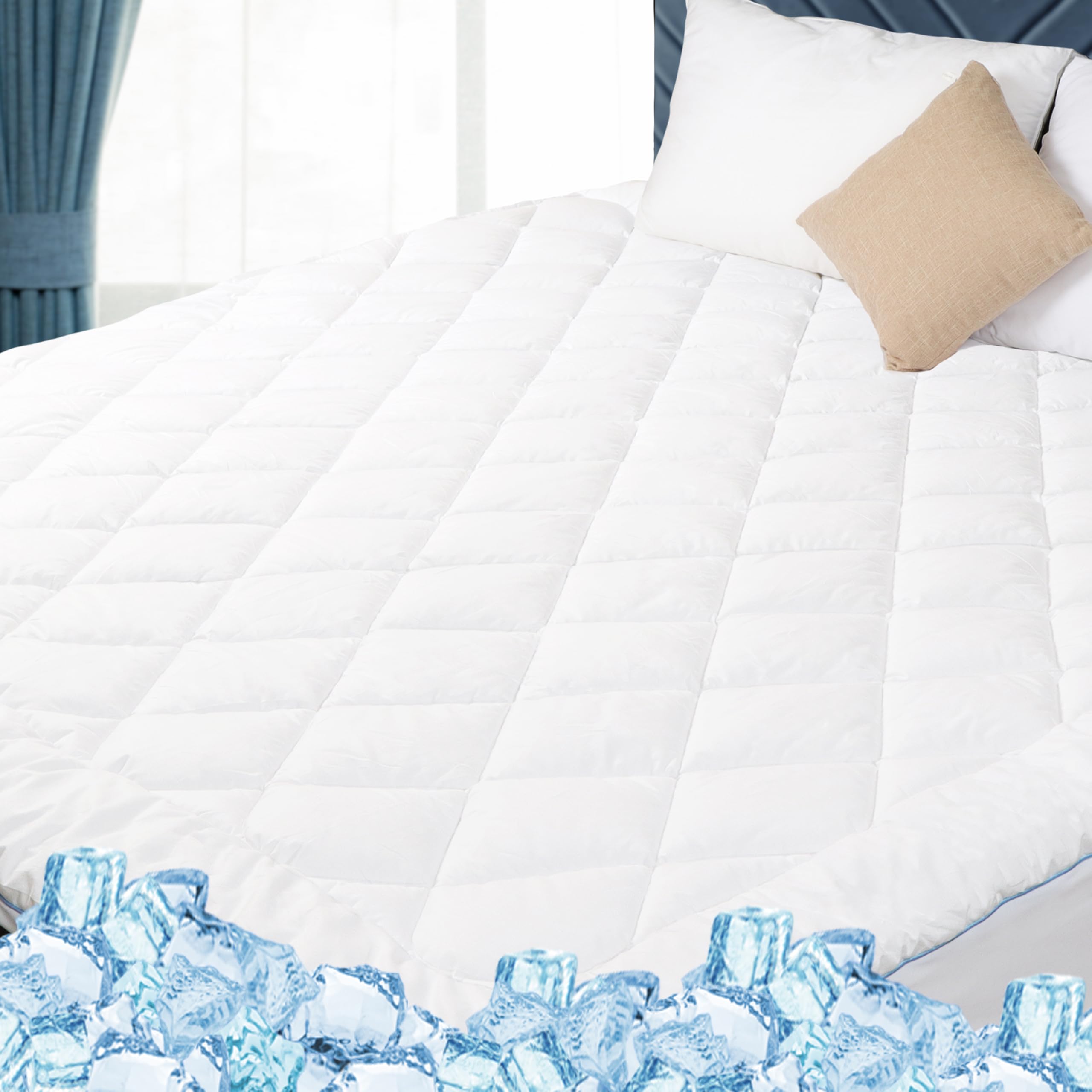 Photo 1 of Queen Mattress Pad Fitted Cooling & Breathable - Deep Pocket (18-22 Inches), Fitted Queen Mattress Cover Padded for Hot Sleepers, Mattress Pad Deep Pocket for Enhanced Comfort,White