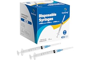 CareLiving 100 Pack 3ml Syringes 23G, 1.0 inch Needle Luer Lock Syringe Individually Packaged (3ml, 100)