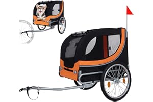 THCTVOUS Large Dog Trailer for Bike, Folding Bike Trailer for Dogs with 18.9" Wheels, 120LB Capacity All-Terrain Pet Carrier, Universal Bicycle Coupler