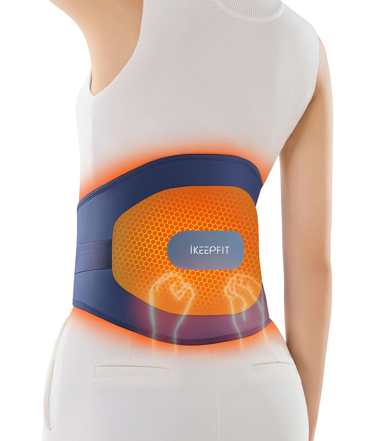 Photo 1 of Portable Heating Pad with Massager for Back Pain Relief: MAXwarm 3.0, IKEEPFIT Electric Cordless Heat Pad for Period Cramps, Extra Large 65", 8000mAh Battery, Gift for Women Men (A-Blue)