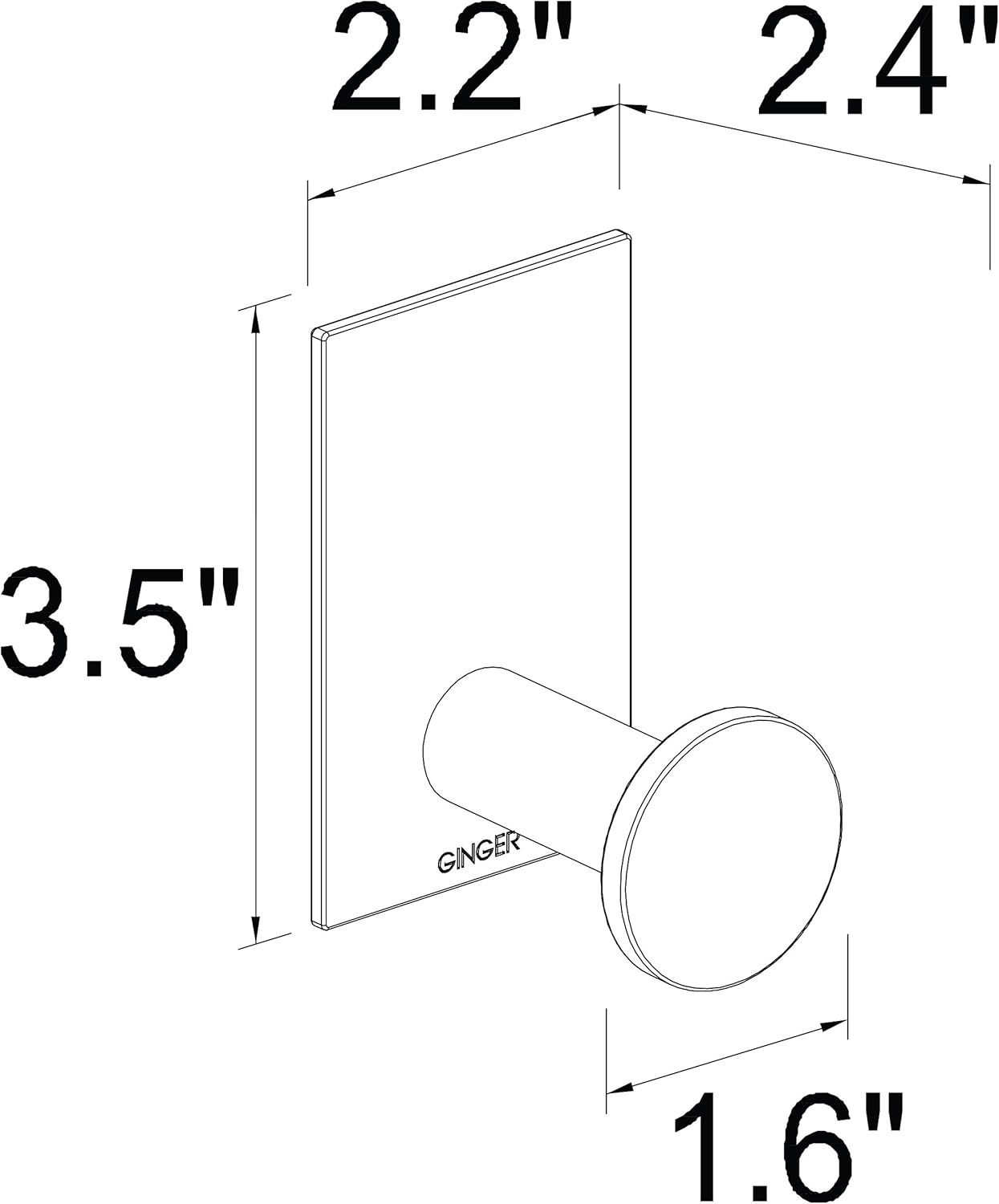 Ginger 2810Q/PC Surface Quadruple Robe Bath Towel Hook, Polished Chrome - Robe Hooks - 