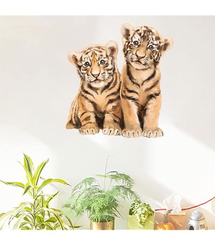 Lazy Tiger Tropical Jungle Wall Stickers - Removable Vinyl Decals For Kids Room, Nursery, Living Room