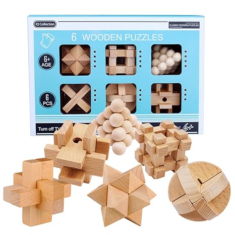 YxFlower Knobelspiele Set , 3D Holzpuzzle / Geduldsspiele aus Holz /iq puzzler / Geduldspiele für Kinder