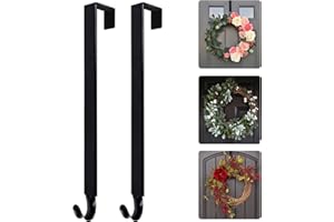 KYORYUGER 12 in Wreath-Hanger Adjustable for Front Door, 2 pcs Door-Wreath-Hanger-Clear Over The Door Hooks，Non-Scratch-Door-Hanger Hook for Easter Christmas Halloween Wreath Decor Welcome Sign for Front Door