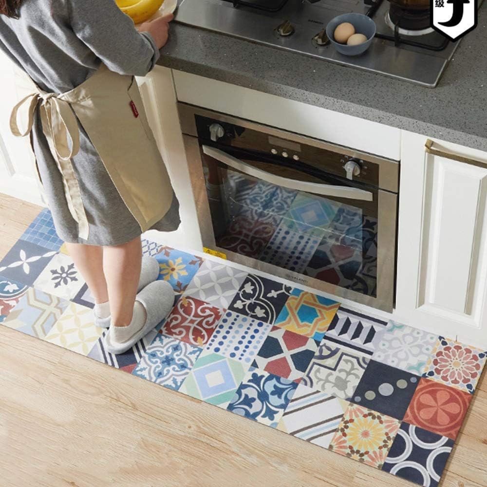 Abreeze Antifatigue Rug Grease Proofing Area Rugs Rubber Mat Vintage Rug Runner for Kitchen, Living Room, Bedroom,17.7x47.2inch,Boho Chic