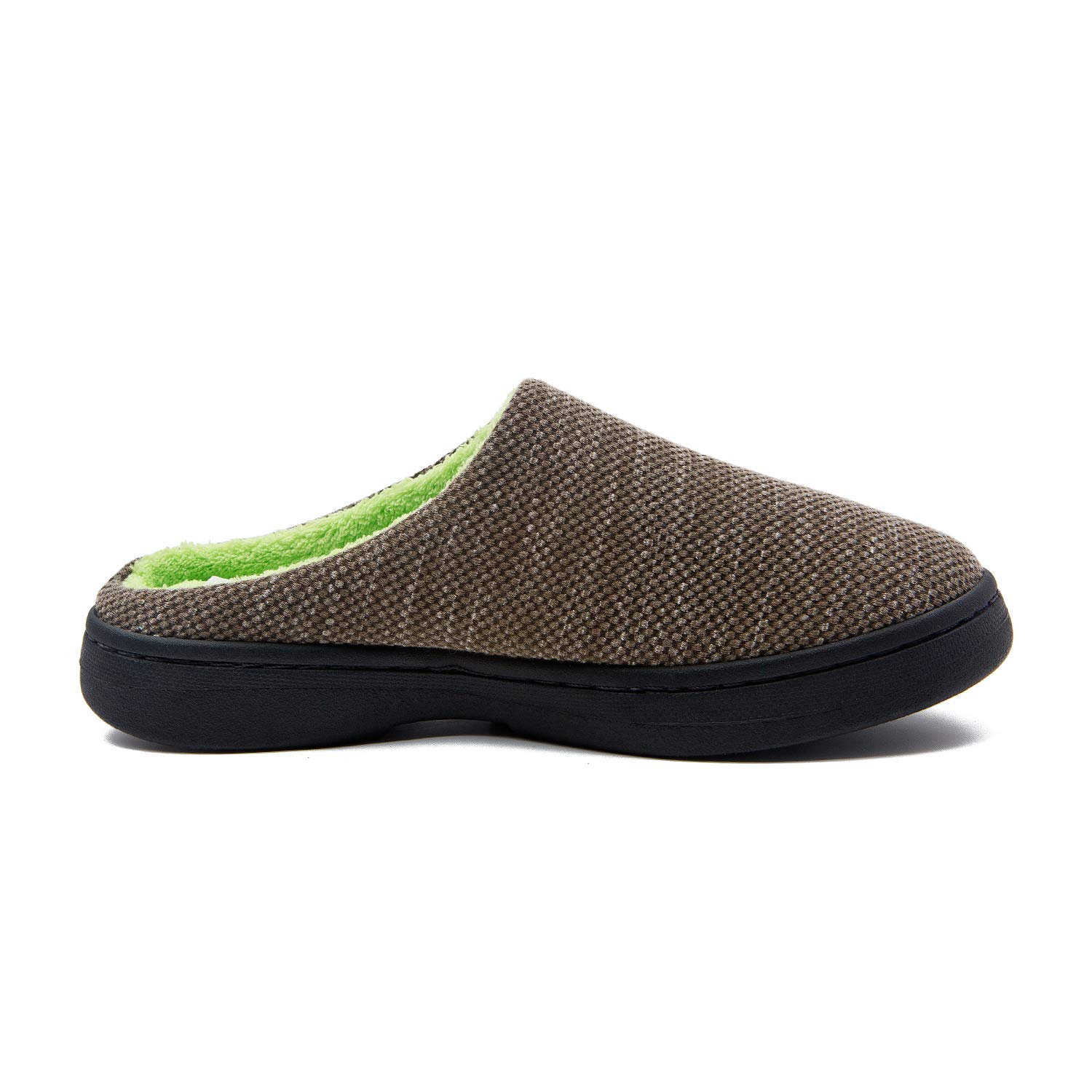 Slippers for Men Memory Foam Warm Cozy Slip On Home House Shoes Rubber Sole Non-Slip Indoor Outdoor Winter (7-8, Army Green/Emerald)