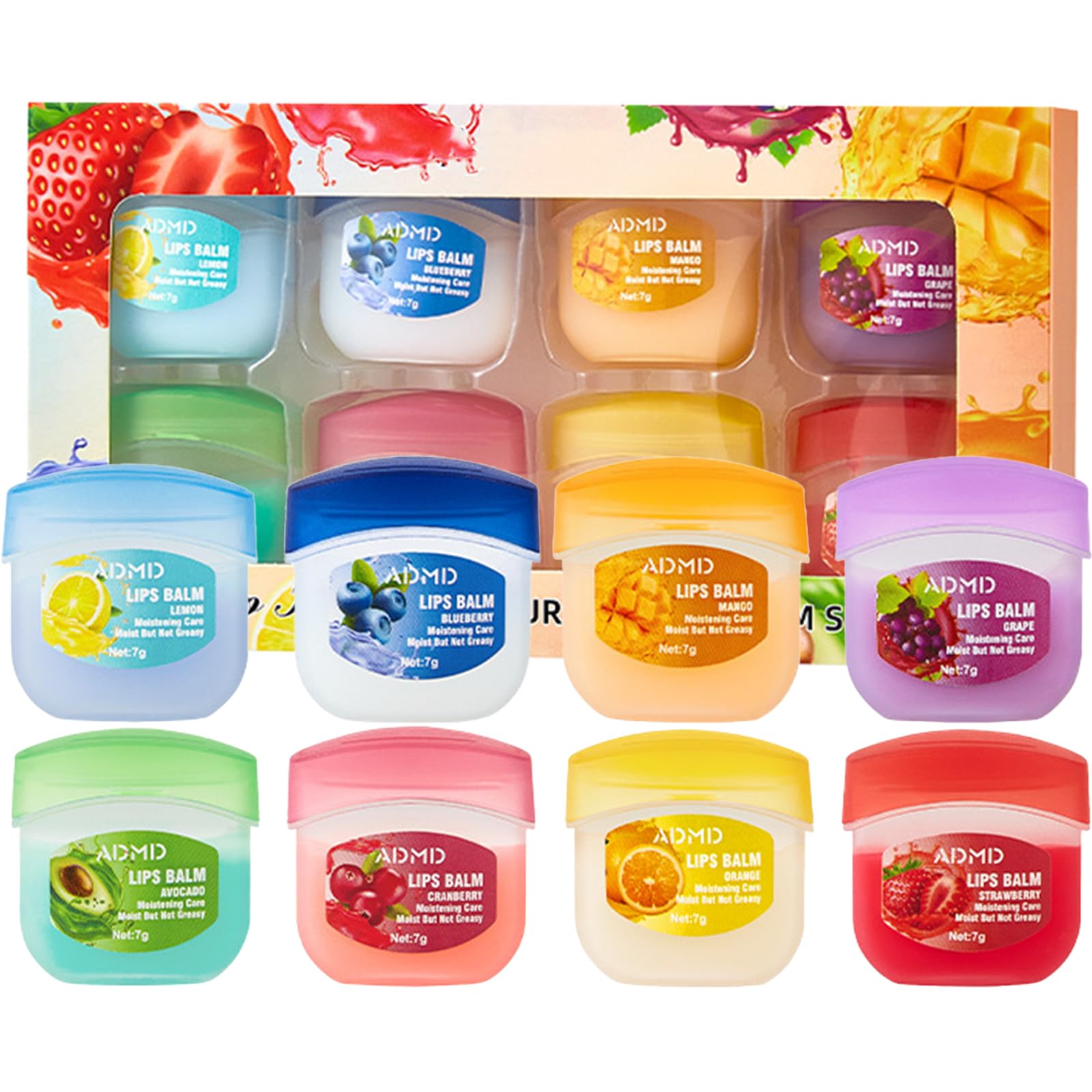 Christmas Lip balm Set, Moisturizing Lip Mask Variety, Lip Balm Skin Care Sets Long Lasting Moisturizing Lips, 8 Flavours Lip Care Lip Repair Treatment for Cracked, Lip Balm Gift Set(7g Each)