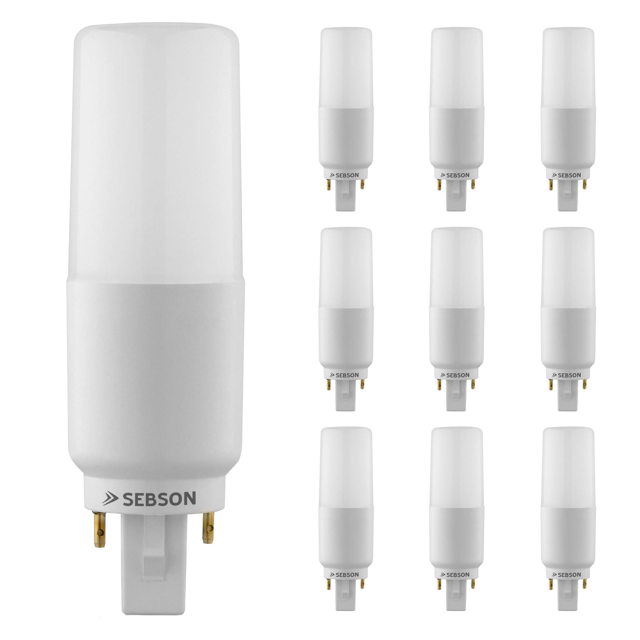 SEBSON G24 7W LED, G24d Universal (G24d-1, G24d-2, G24d-3) - 10 Pack - Neutral White 4000K, 50W Replacement for Light Bulb, 660lm, 230V, 220º Beam Angle - not dimmable