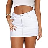 IWD Denim Mini Skirt Women Casual Stretch Jean Skirt Zip Fly Low Waisted Denim Skirt with Pockets