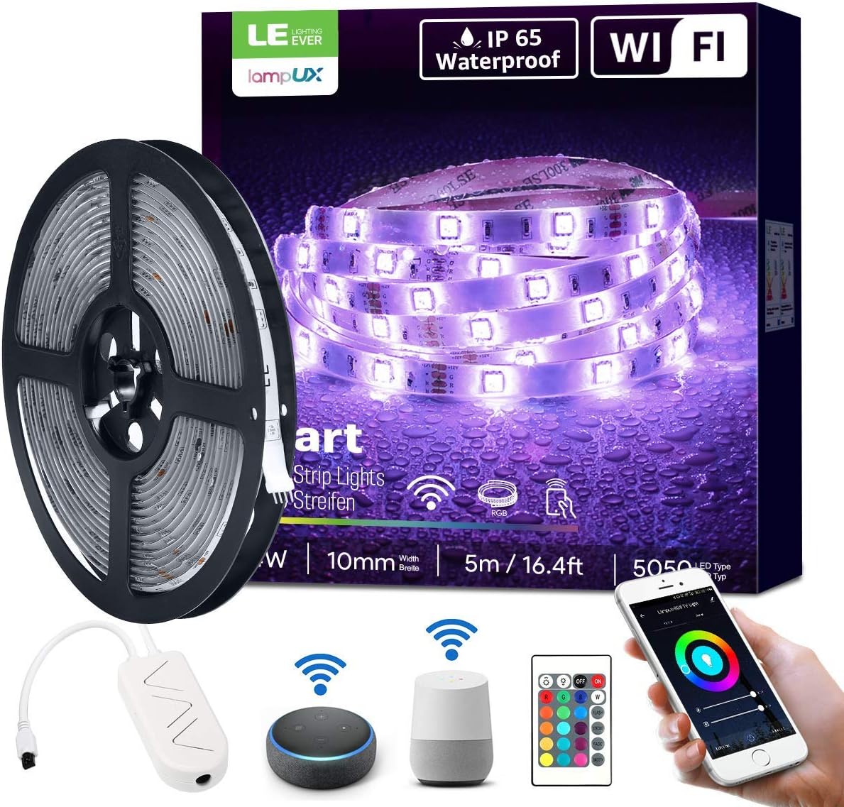 LE LED Strips Lights, Alexa Voice Control, Lampux Smart WiFi Wireless