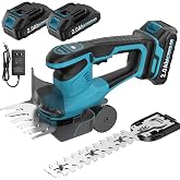 FULLYEA Hedge Trimmer Cordless, 2-in-1 Handheld Grass Shear Battery Powered | with 2*2.0Ah Batteries &amp; 2 Blades, 21V Electric Shrub Trimmer, Lightweight Grass Cutter, for Garden, Lawn, Yard, Garden Tools
