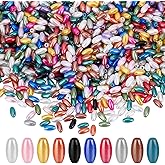 HOBBIESAY 1400Pcs Imitation Pearl Beads Oat Rice Shape Spacer Pearls Small Colorful Craft Pearls Bead Oval Loose Pearl Beads for DIY Bracelet Necklace Earring Jewelry Making Hole: 1.6mm