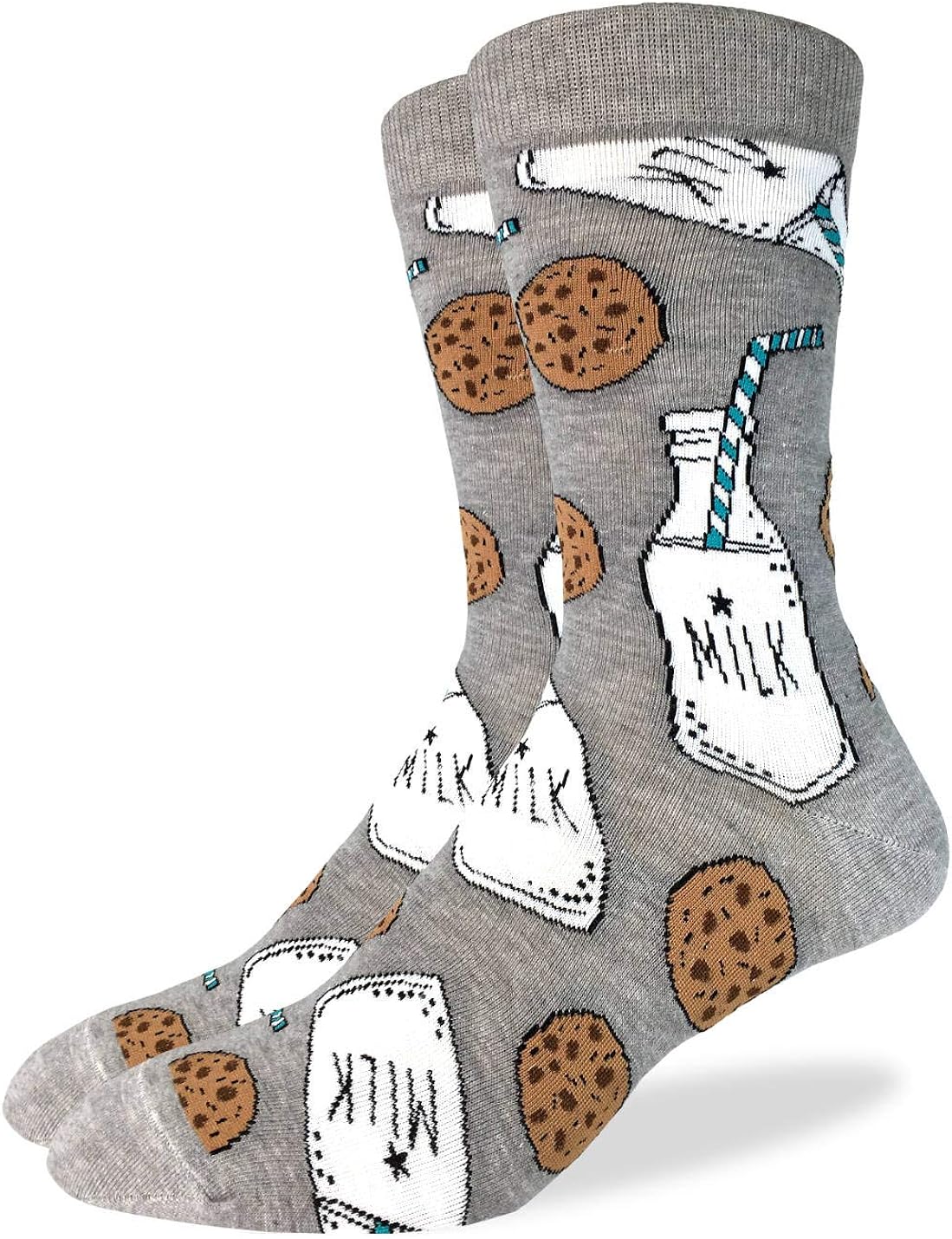 Size 1317 Good Luck Sock Mens Extra Large Milk & Cookies Socks Big